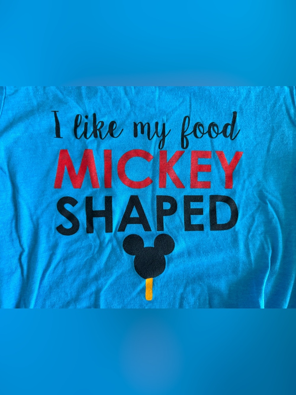 Kids unisex Disney tshirt small shop size M 10 12 I like my food Mickey shaped - Picture 5 of 5